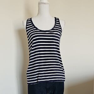 Navy and White Striped Women's Tank Top